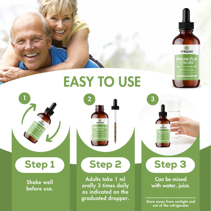 Strauss Immune Plus Drops – Spearmint Flavour, Immune Support (100ml)