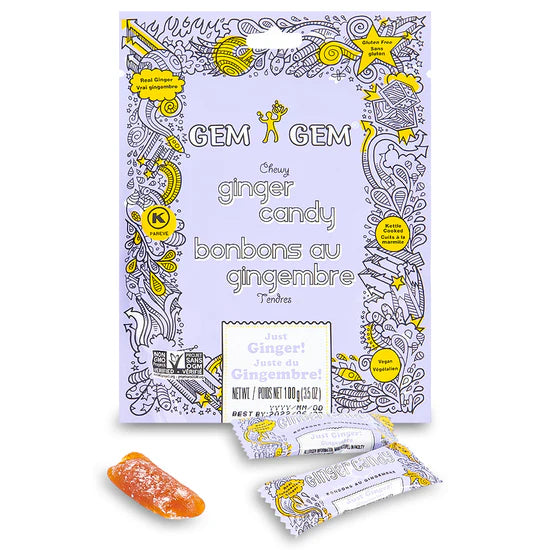 Gem Gem Ginger Candy - Original Chews Made with Real Ginger (100g)