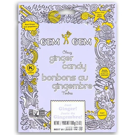 Gem Gem Ginger Candy - Original Chews Made with Real Ginger (100g)