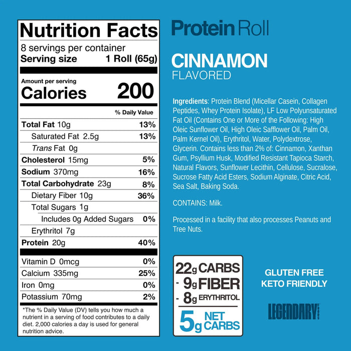 Legendary Foods Cinnamon Protein Sweet Roll – High-Protein Snack Pastry (63g)