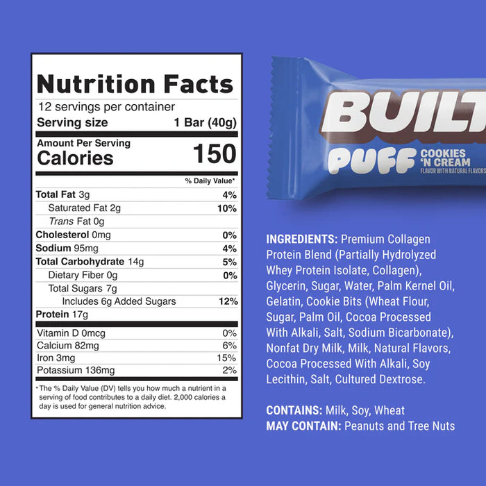 Built Bar Cookies N' Cream Puff – Protein Snack Bar (40g)