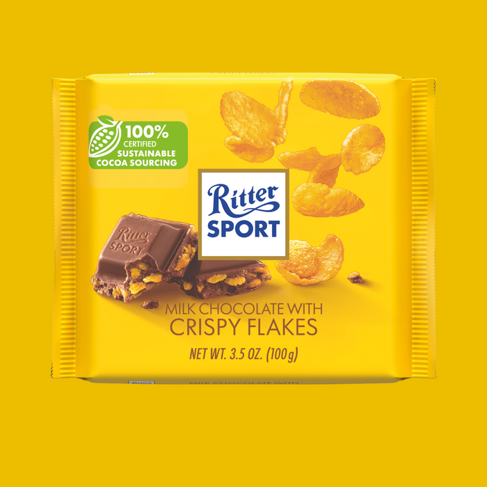 Ritter Sport Milk Chocolate with Cornflakes – Crunchy Cornflake Chocolate Bar (100g)
