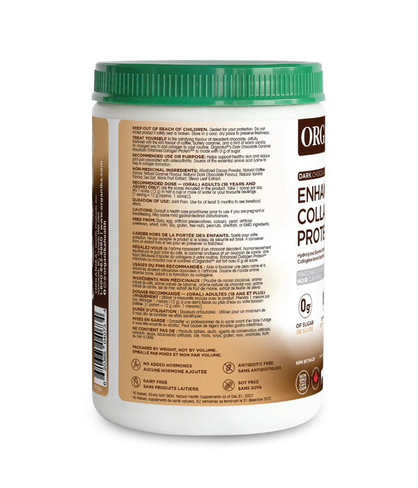 Organika Enhanced Collagen Protein Dark Chocolate/Caramel Macchiato Flavour 252g