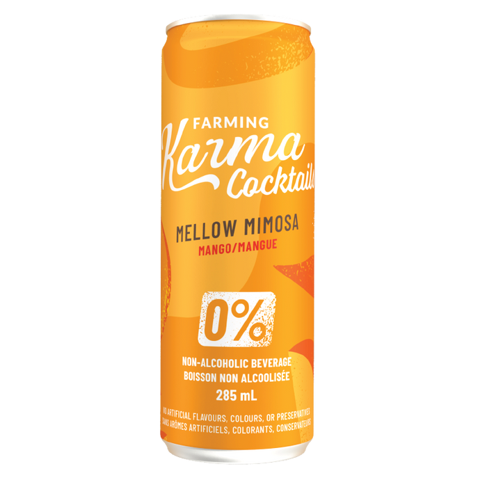 Farming Karma Cocktails;  Mellow Mimosa, Mango Non-Alcoholic Beverage 285ml