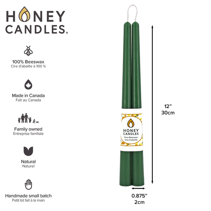 Honey's Candles Taper Candle Pair Green 12"