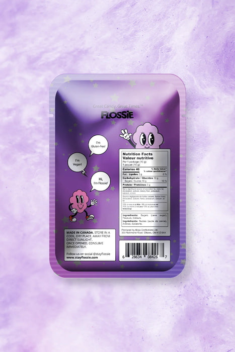 Flossie Galaxy Grape Cotton Candy – Gourmet Flavored Treat (Single Pack)