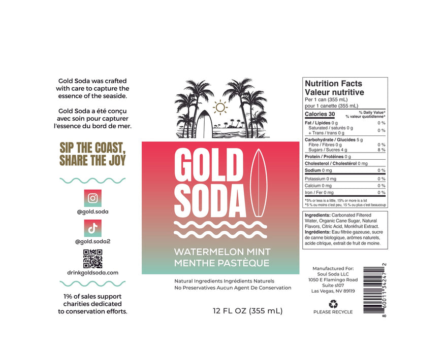 Gold Soda Watermelon Mint 355ml