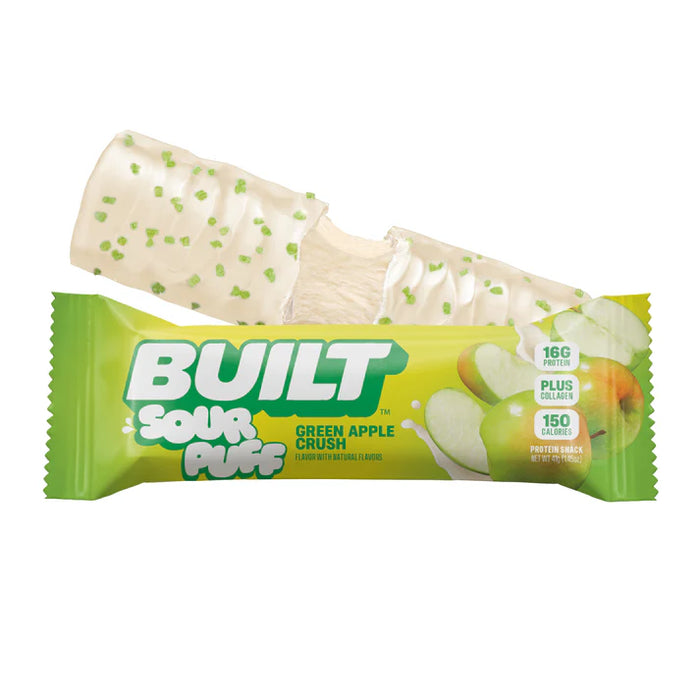 Built Sour Puff Bar Green Apple Crush – Sour Apple Protein Bar with Marshmallow Center (40g)