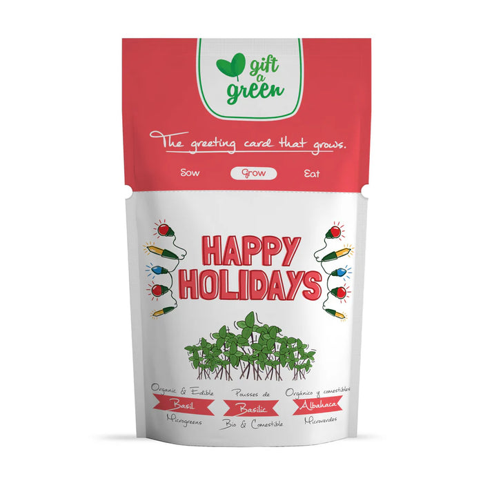 Gift a Green Happy Holidays Greeting Card – Basil Seeds That Grow (100g)
