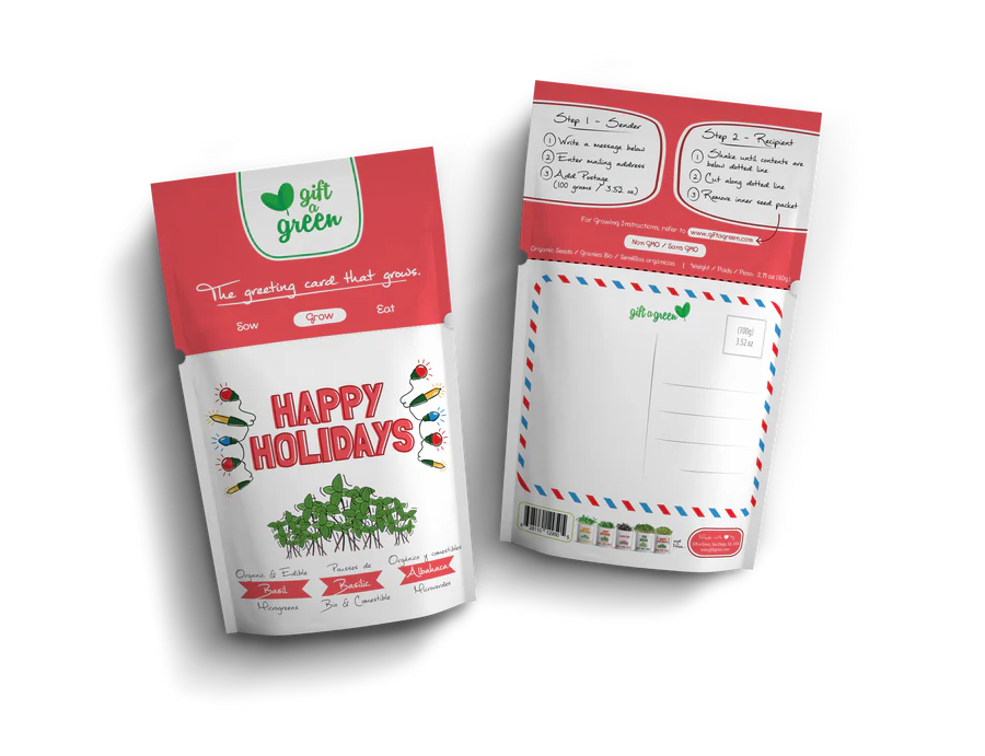 Gift a Green Happy Holidays Greeting Card – Basil Seeds That Grow (100g)