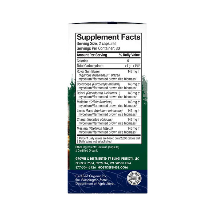 Host Defense Stamets 7 - Functional Mushroom Blend - 60 vegetarian caps 60vcaps