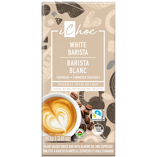 i-Choc Whit Barista Blend Plant-Based Snack Bar with Almond Oil and Espresso Organic 80g