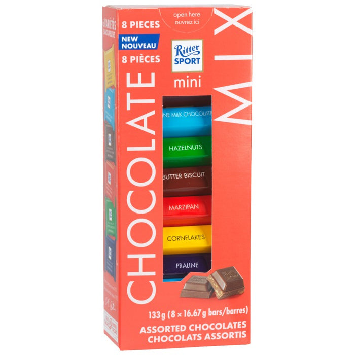 Ritter Sport Mini Chocolate Mix – Assorted Milk & Dark Chocolate Squares (133g, 8 Pieces)