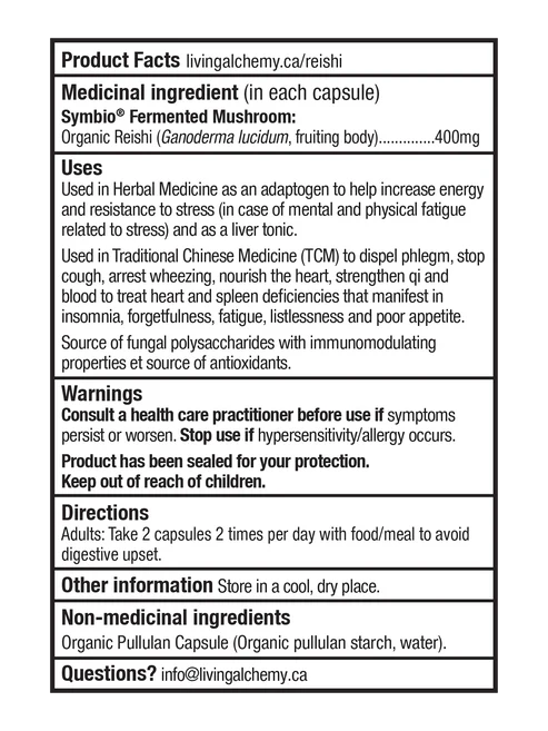 Living Alchemy MycoSynergy Fermented Reishi Mushrooms  60vcaps
