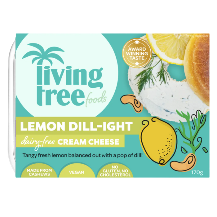 Living Tree Foods Dairy-Free Cream Cheese – Lemon Dill-ight, Plant-Based Spread (170g)