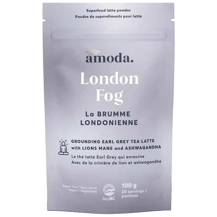 Amoda London Fog Grounding Earl Grey Tea Latte - Coconut Milk, Black Tea, Lion's Mane, Ashwagandha, Vanilla Flavour, Bergamot Flavour 100g