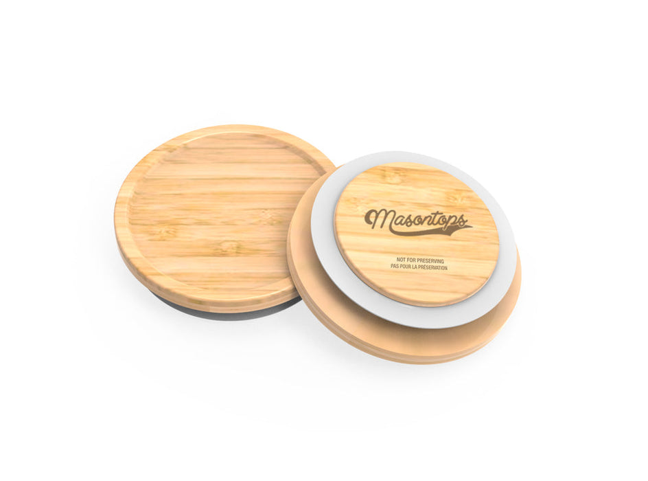 Masontops Timber Top - Bamboo Storage Lids - fits Wide Mouth Mason jars (3 pack) 3pack