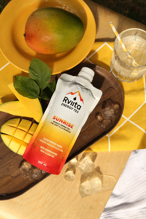 Rviita Energy Tea Sunrise Mango - Refreshing Natural Beverage (355ml)