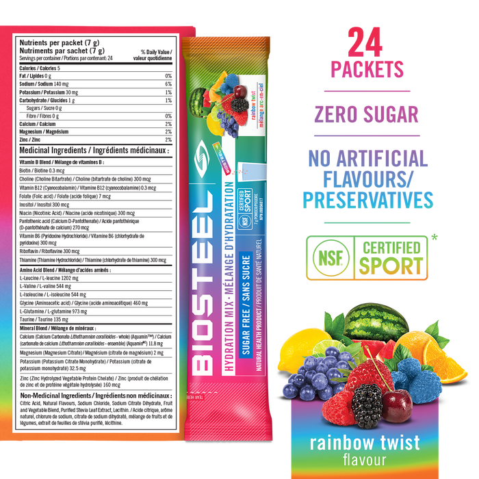 Biosteel Hydration Mix Rainbow Twist Flavour 16 x 7g packets 16x7g sachets
