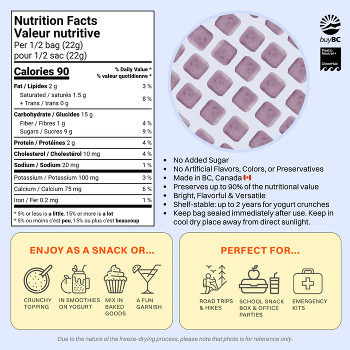 OHME! Freeze-Dried Blueberry Yogurt Crunch – Probiotic Snack, No Added Sugar (44g)