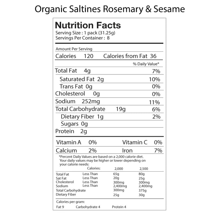 Suzie's Organic Saltine Crackers Rosemary & Sesame  250g