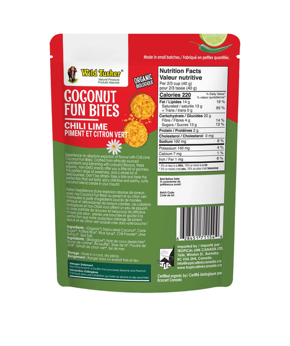Wild Tusker Fun Bites – Chili Lime Coconut Snack Bites (40g)