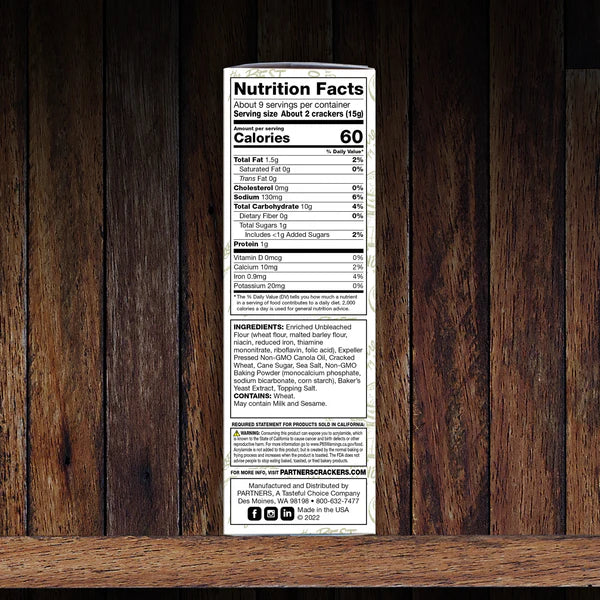 Partners Crackers - Stone Ground Wheat Crispbreads (142g)