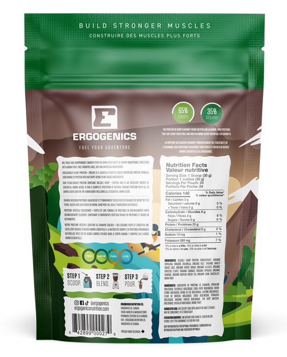 Ergogenics Plant Protein – Dark Chocolate Plant-Based Protein Powder (720g)