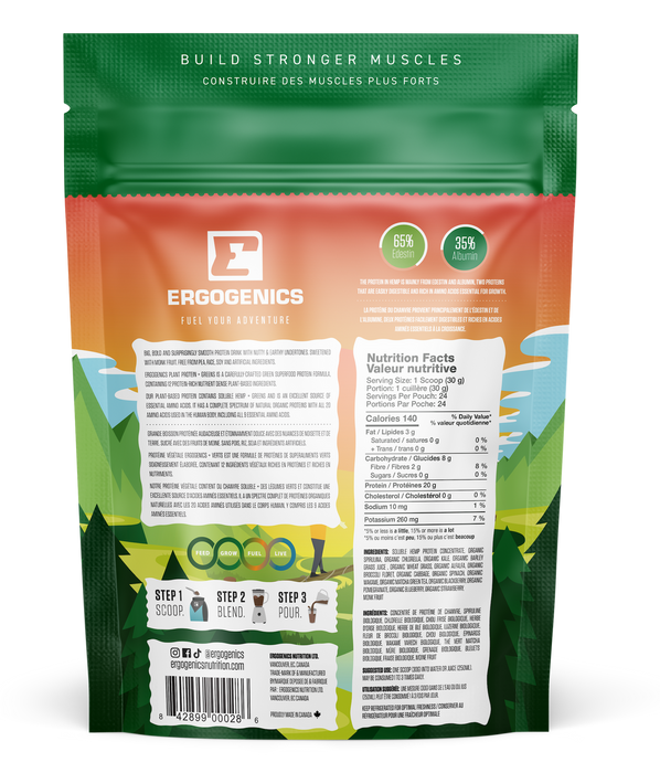 Ergogenics Plant Protein – Mixed Berry Flavour, Plant-Based Protein Powder (720g)