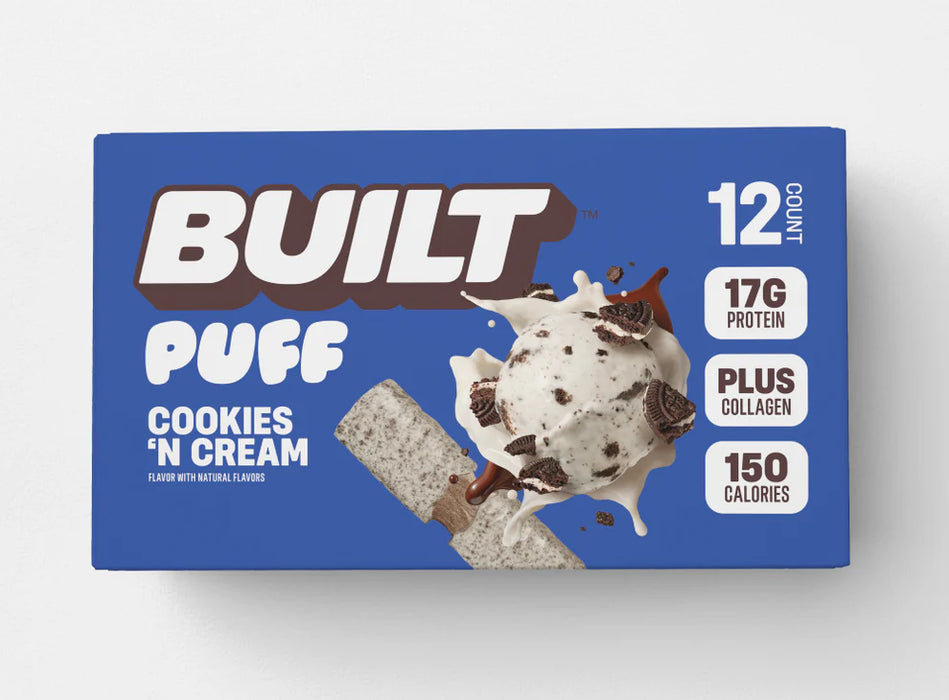 Built Puff Cookies 'N Cream – Protein Bar, Marshmallow Texture (12x40g)