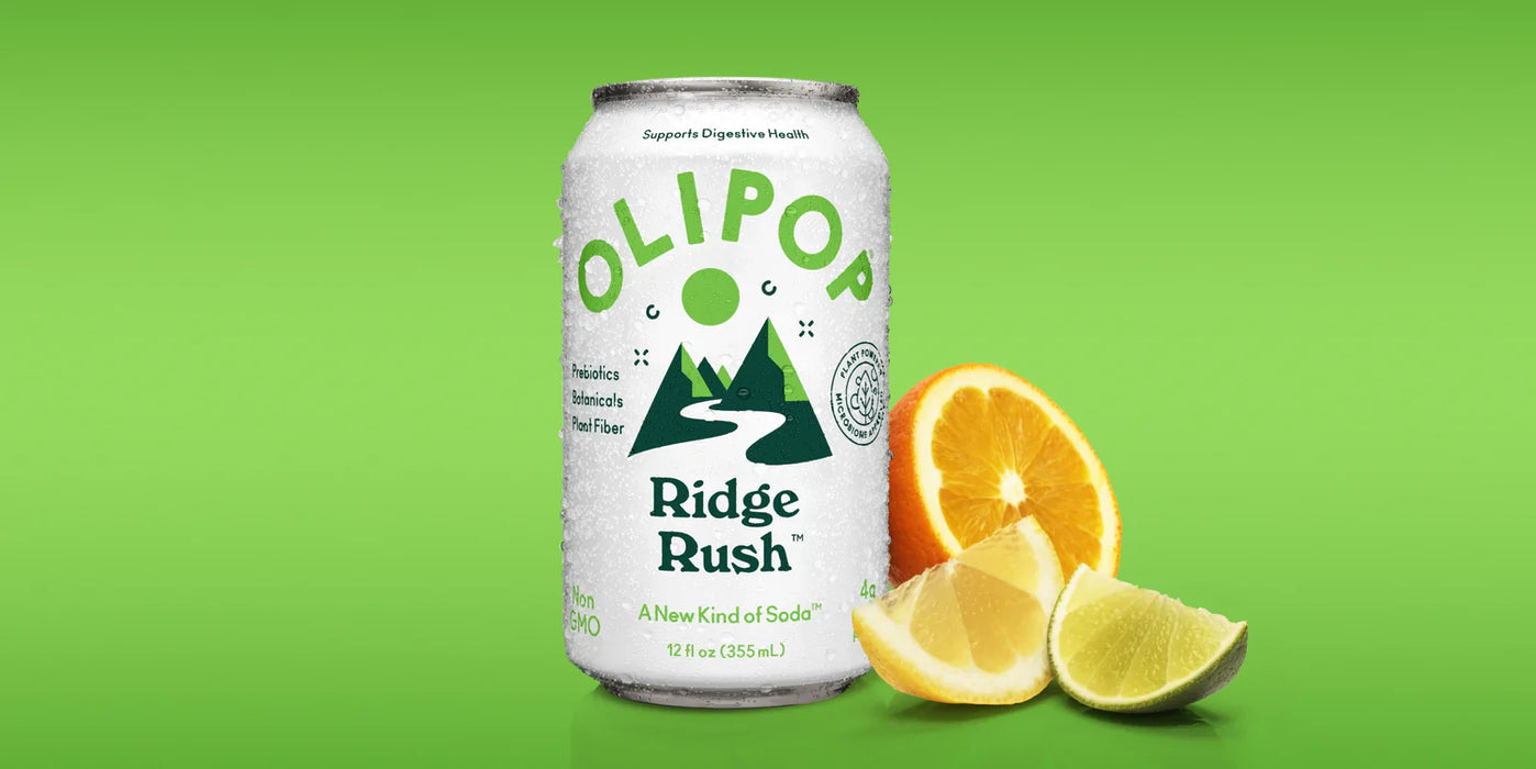 Olipop Ridge Rush  – Sparkling Prebiotic Soda, Fruity Blend (355ml)