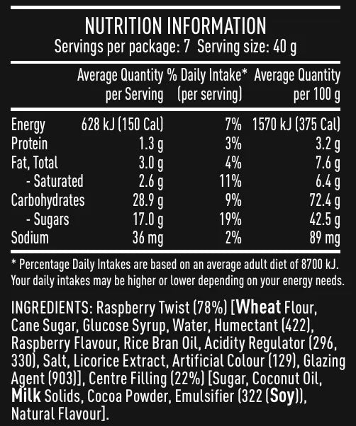 RJ's Raspberry Choc Twists 280g