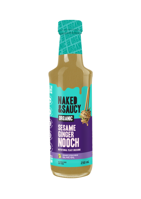 Naked & Saucy Organic Sesame Ginger Nooch; Savory Umami Nutty Nutritional Yeast Dressing 250ml