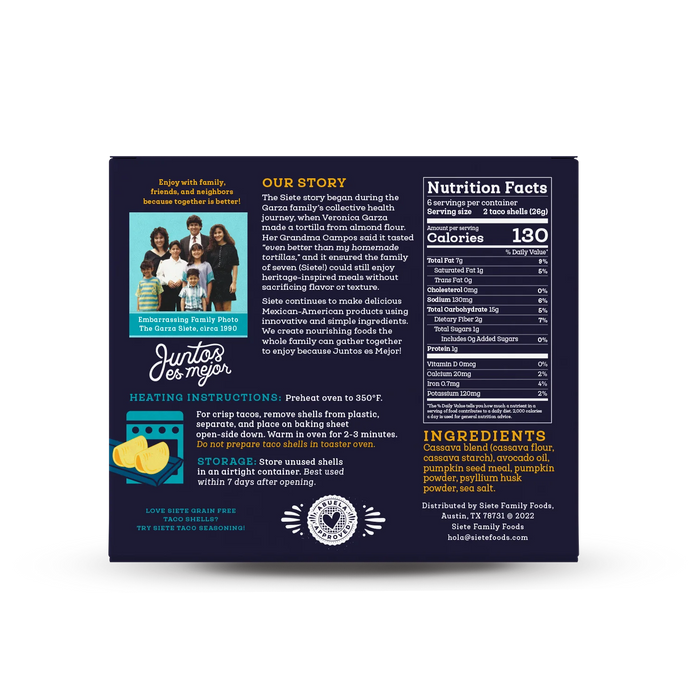Siete Grain Free Taco Shells, Gluten Free 156g