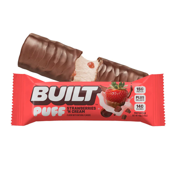 Built Bar Strawberries N' Cream Puff – Fruity Protein Bar with Marshmallow Center (40g)