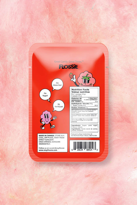 Flossie Strawberry Cotton Candy – Gourmet Flavored Treat (Single Pack)