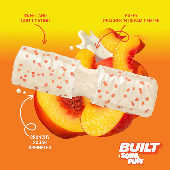 Built Sour Puff Bar Sweet Peach Punch – Tangy Protein Bar with Marshmallow Center (40g)