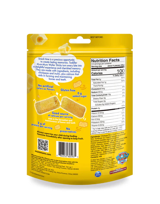 Toddler Mum-Mum Wafer Sticks – White Cheddar Cheese with Chickpeas (70g)