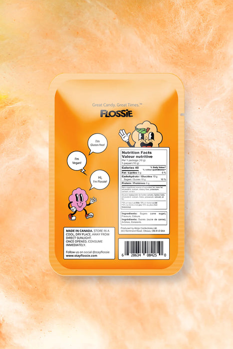Flossie Tangerine Cotton Candy – Gourmet Flavored Treat (Single Pack)