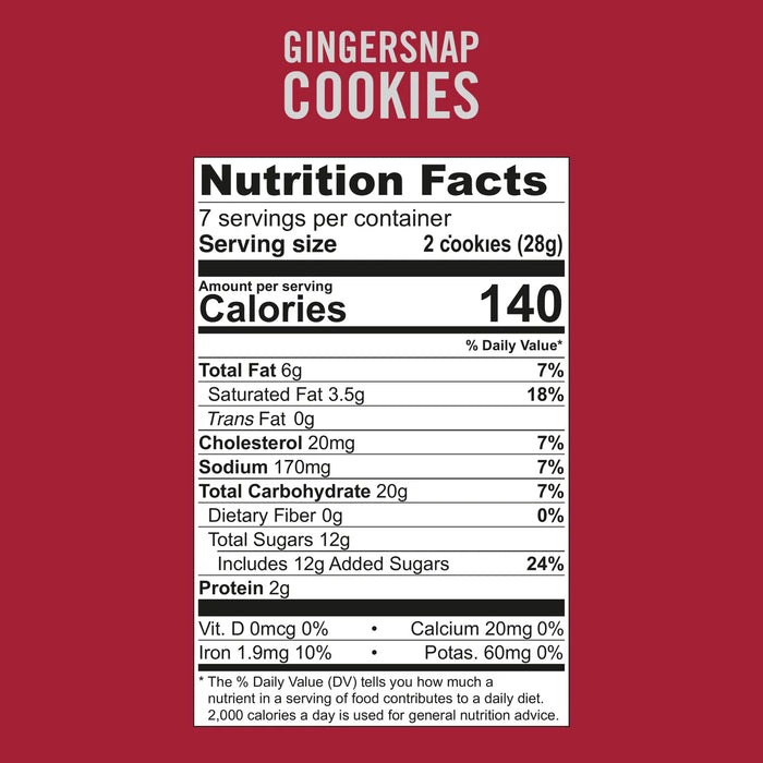 Tate's Cookies Gingersnap – Crunchy Gourmet Cookies (184g)