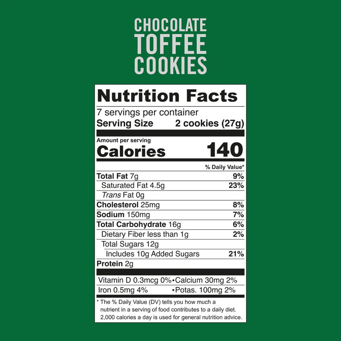Tate's Cookies Chocolate Toffee – Crunchy Gourmet Cookies (184g