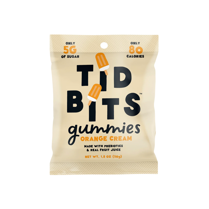 Tidbits Prebiotic Gummies – Orange Cream Flavor, Gut Health Support (50g)