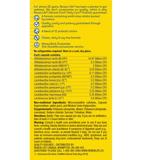 RenewLife Ultimate Flora Daily Care Probiotic 30 Billion - 30vegcaps 30vcaps