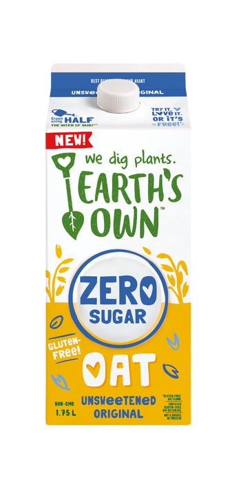 Earth's Own Zero Sugar Oat Unwseetened Original Gluten Free 1.75 L