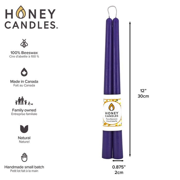 Honey's Candles Taper Pair Violet 12"