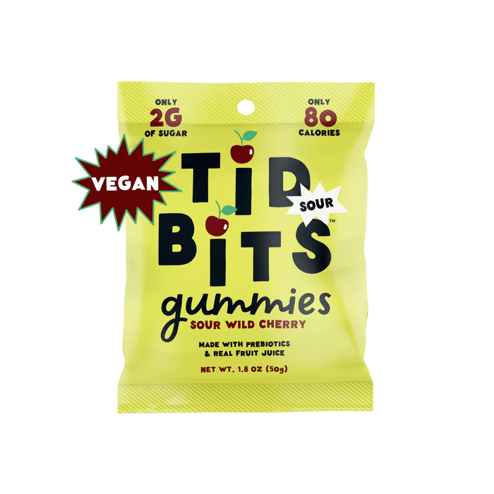 Tidbits Gummies Prebiotics – Cherry Flavour, Digestive Support (50g)