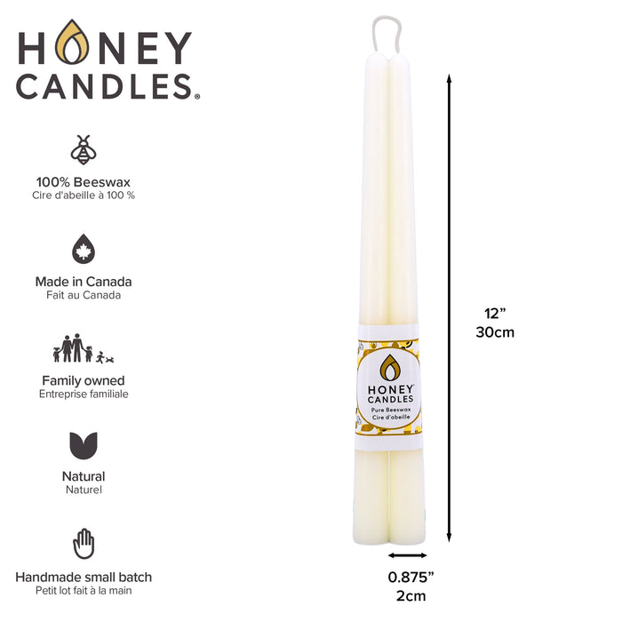 Honey's Candles Taper Pair Pearl 12"