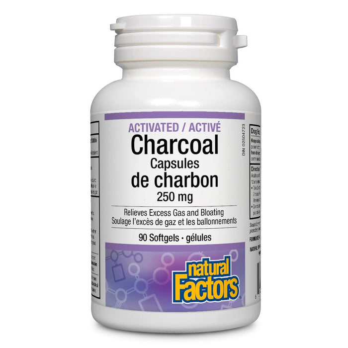 Natural Factors Activated Charcoal Capsules250mg 90 softgels 90softgels