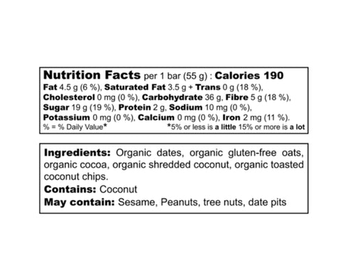 The Oat Company Snow Ball Energy Bar with Organic Dates, Oats, Cocoa Coconut 55g