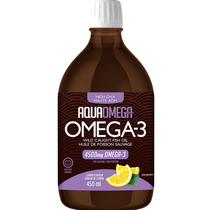 Aqua Omega High DHA Omega 3 Lemon Flavour 450ml